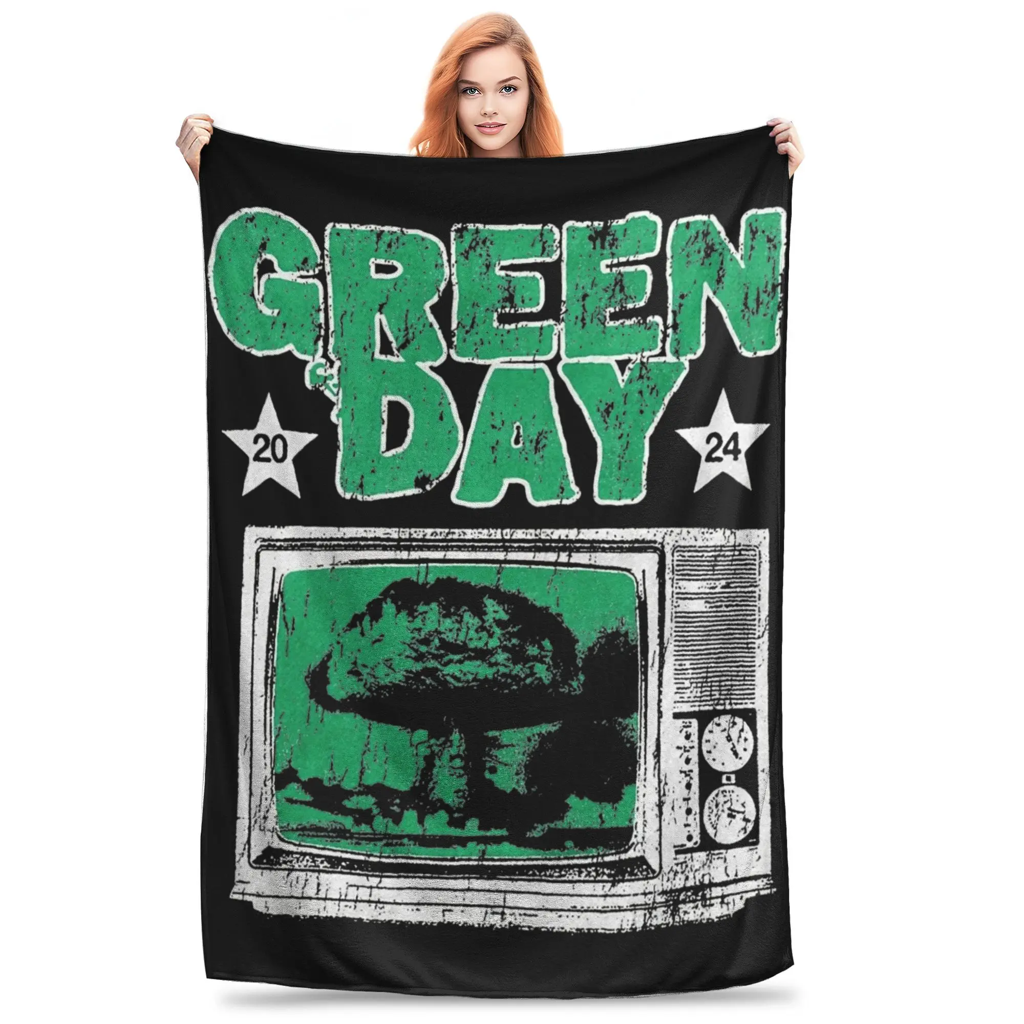 

Green Day Rock Band Tour 2024 Blanket Multi-size Cozy and Lightweight Saviors Tour Throw Blankets for Couch Sofa and Bed