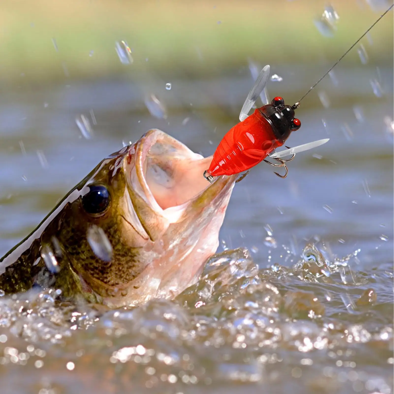 Lifelike Cicada Topwater Lure, Heavy-Duty Hard Bait Design, Highly Simulated Crawling Insect Bait, Portable Angling Gear