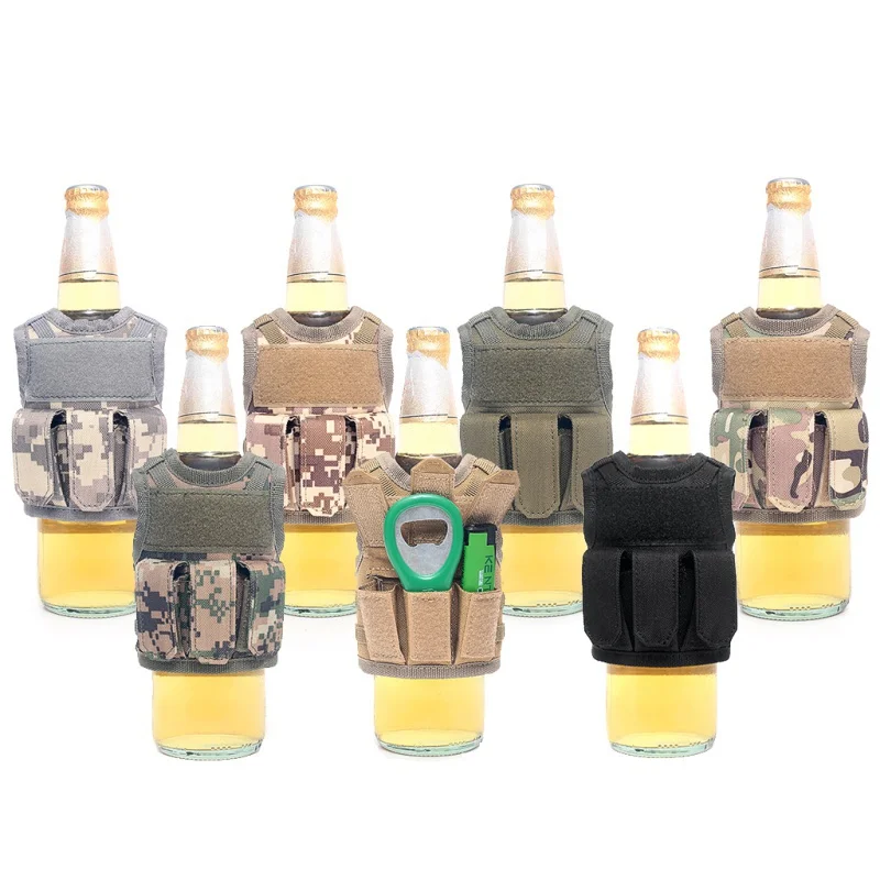 

Miniature Beer Bottle Pouch Tactical Premium Wine Bottle Cover Beverage Cooler Mini Hunting Molle Vest Water Bottle Bag