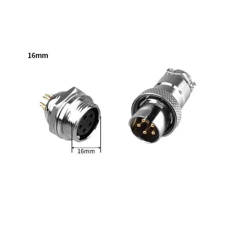 GX16F Plug Copper Goldplated Pins 2 3 4 5 6 7Core8 Pin Aviation Connector Male Plug Female Socket Reverse Mounted M16 Jack