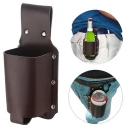 Leather Beer Bottle Waist Holster Portable Beer Belt Bag Handy Wine Bottles Beverage  Holder Outdoor Drink Bottle Case Cover