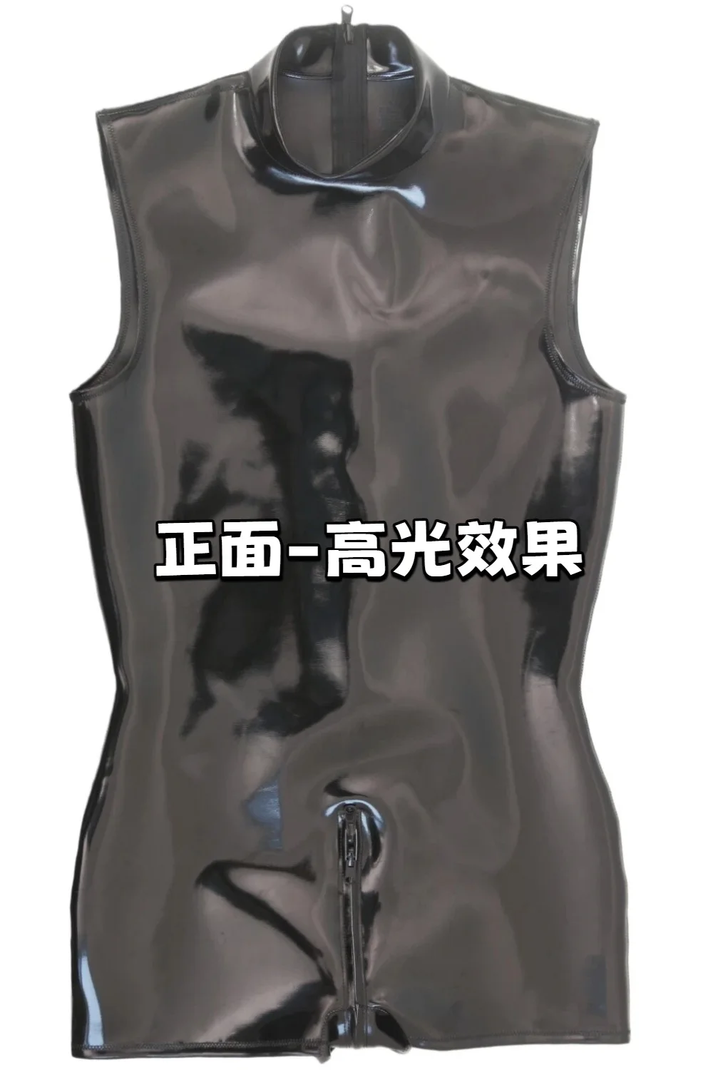 Men Double Sided PU Leather Bodysuit Body Shaping Shiny Tight-fitting Glossy Leather Black Stylish