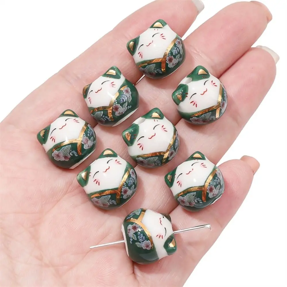 Kitty Plutus Cat Beads Makeing Bracelet Cat DIY Jewelry Accessory Ceramic Japanese Fortune Cat Loose Spacer Beads Jewelry Making