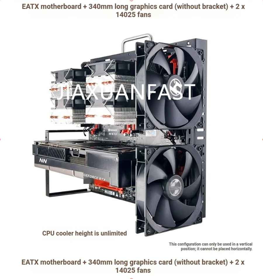 Dual-channel EATX multi-card portable wall-mountable water-cooled air-cooled chassis