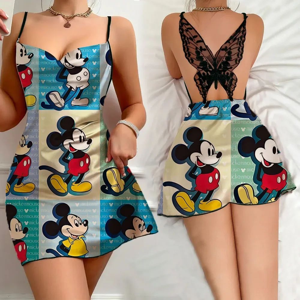 Summer New women's Home Dress Disney Cartoon Pattern indumenti da notte femminili Sexy pigiama senza maniche per le donne Fashion Slip Sleepdress