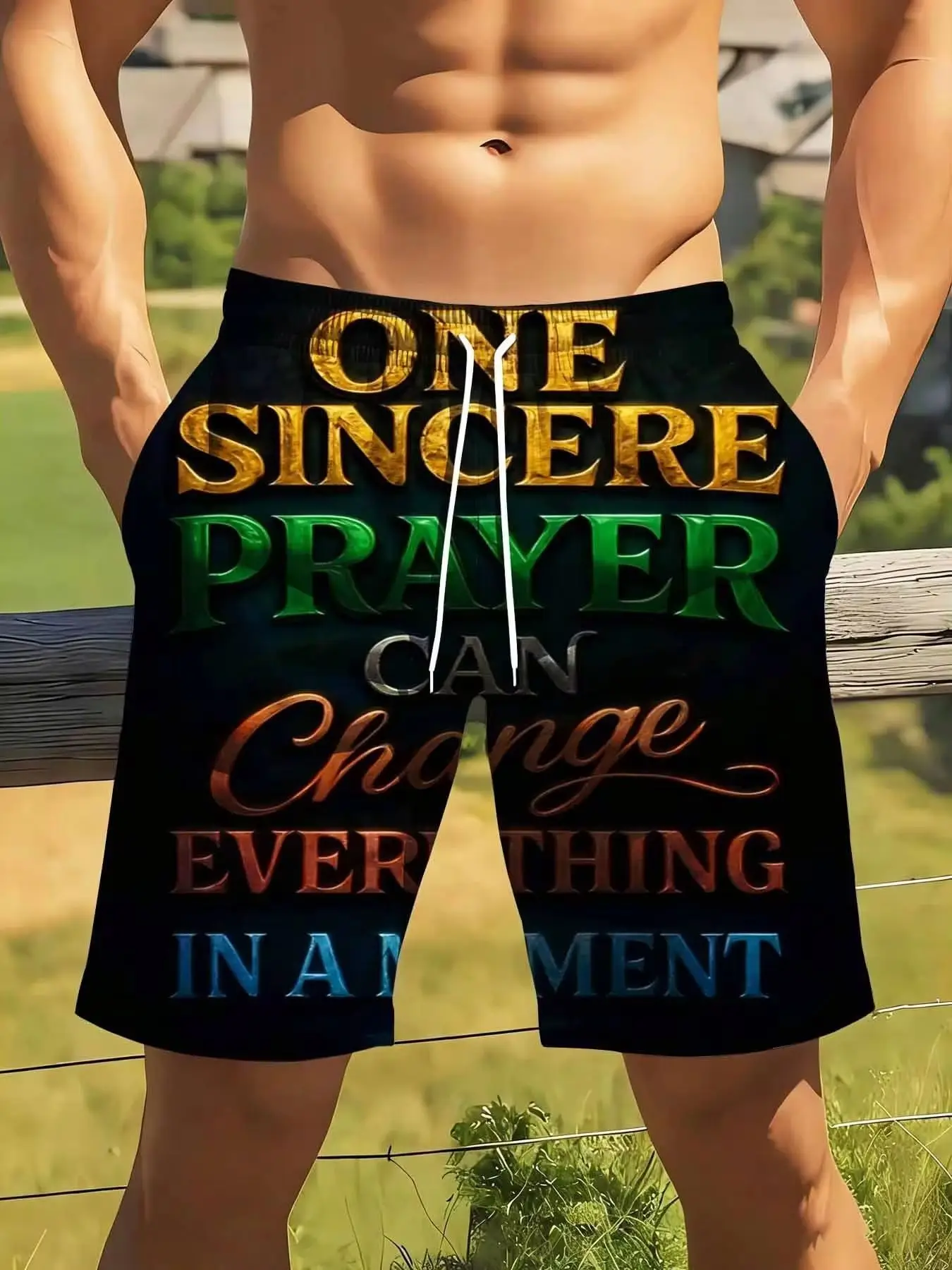 

One Sincere Prayer Can Change Everything In A Moment Men Swim Trunks Quick Dry Beach Shorts [Plus-Size; Suitable For Casual And Athletic Wear]