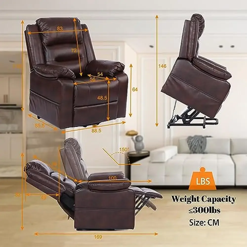 Infinite Position Power Lift Recliner Chair Air Leather Dual Motor Control Elderly Electric Recliner Comfort Memory Foam Seat