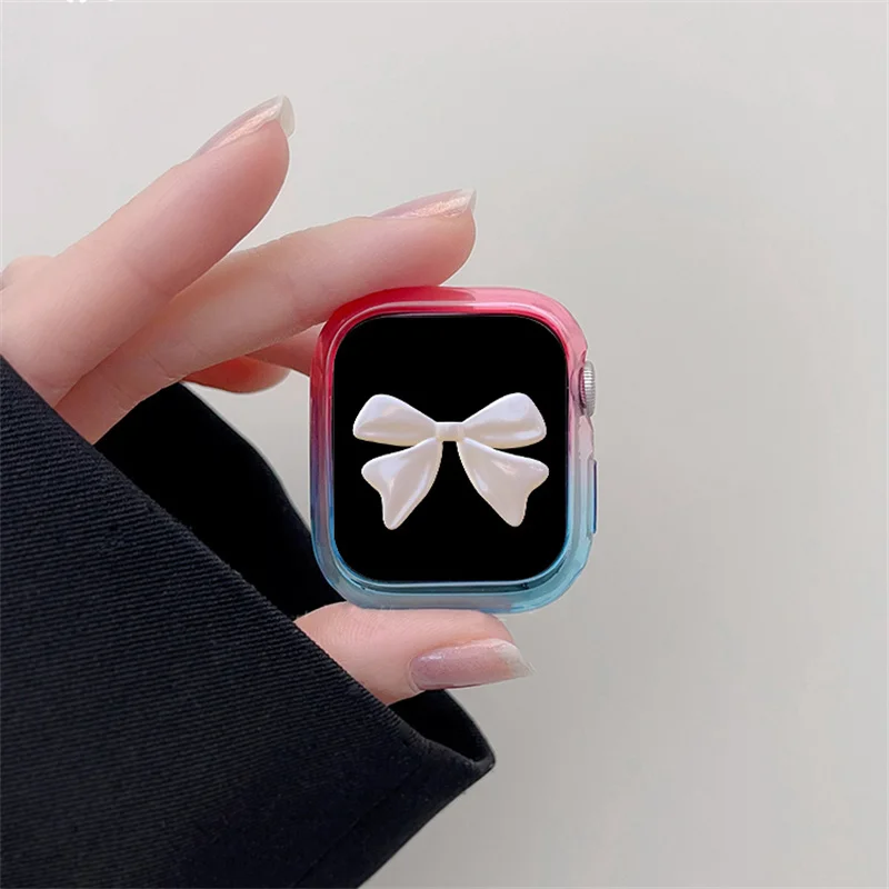 Ctue Cover casing perubahan bertahap bening untuk casing jam tangan Apple, bingkai pelindung Bumper PC 49mm 45mm 40mm 44mm untuk iWatch 8 7 6 5 SE