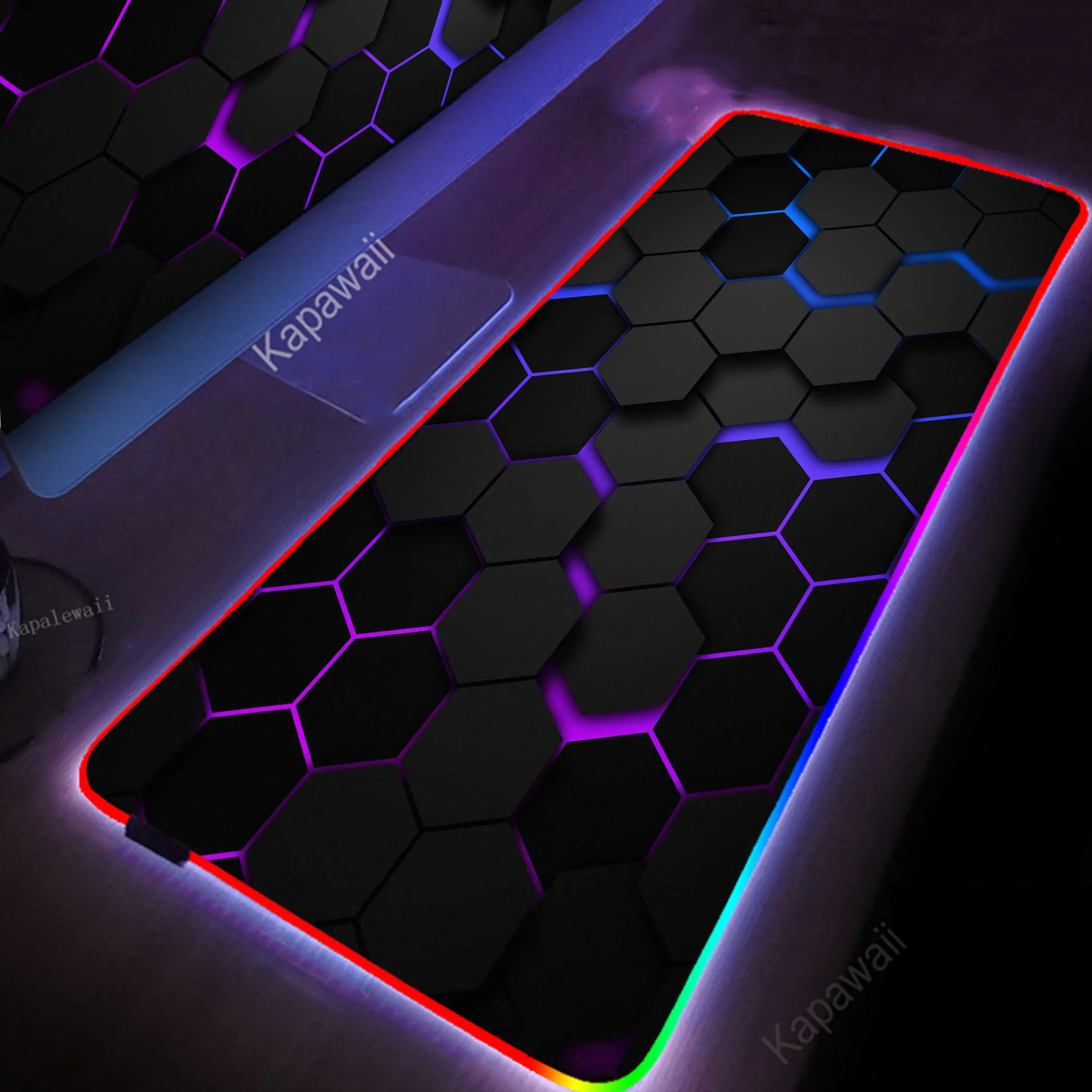 RGB Geometric Mousepad Gaming Speed Keyboard Pads Locking Edge Mouse Pad XXL Rubber Carpet Locked Edge Mouse Mat 900x400mm