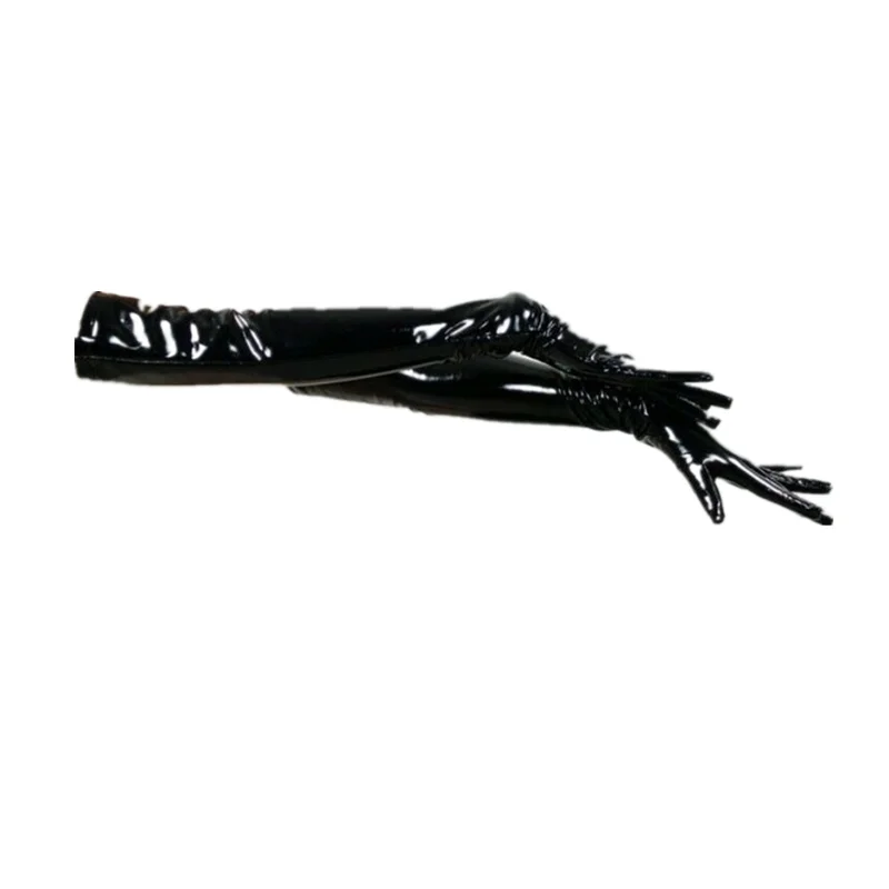 Sexy Stretch PU Leather Skinny Long Glove Punk Rock Hip Hop Jazz Disco Dance Gloves Shiny Metallic Mittens Cosplay Accessory