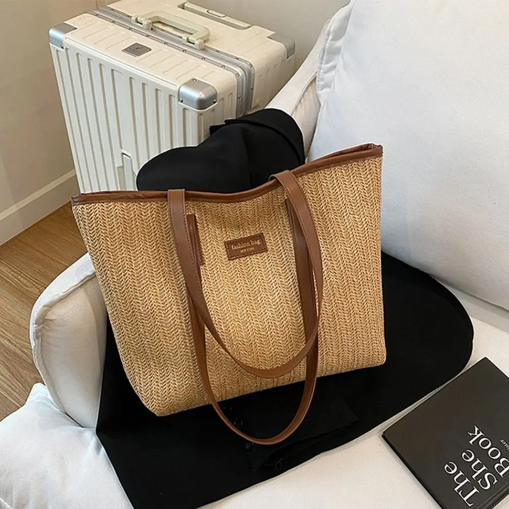 

Fashion Summer Weave Straw Bag Boho Casual Straw Shoulder Bag Beach Leisure Tote Bag for Women