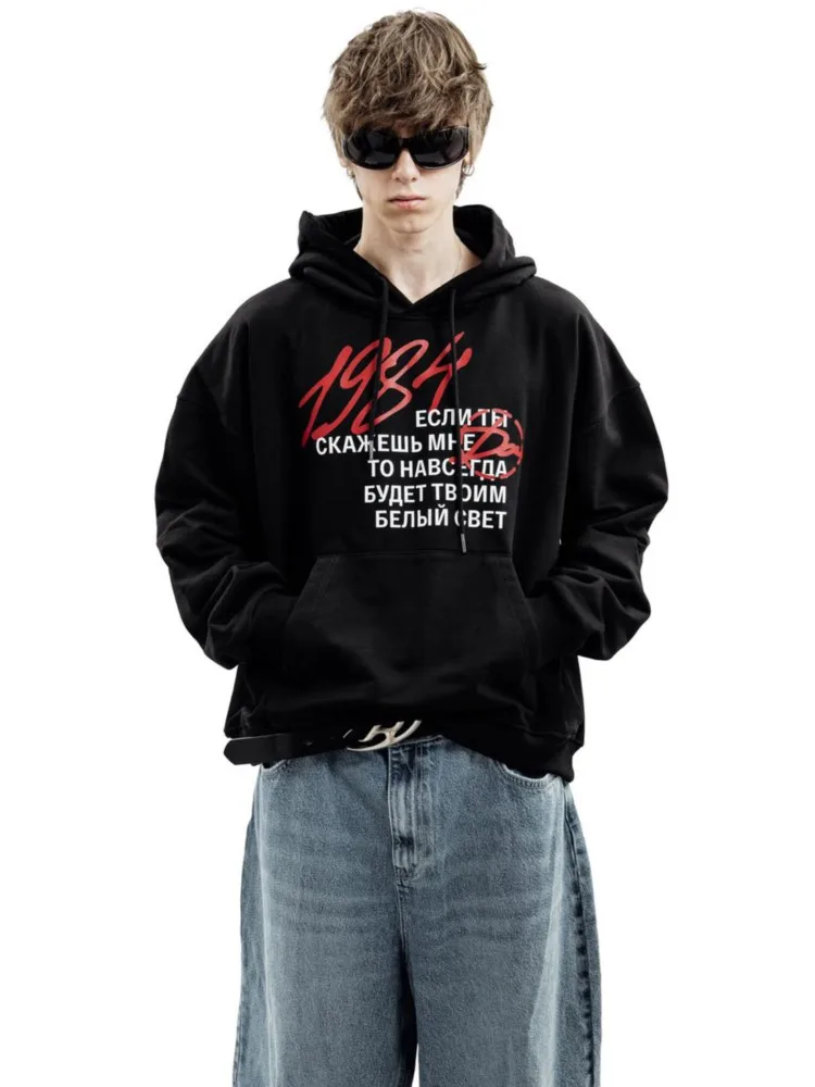 Gothic Y2k Hip-Hop Harajuku Streetwear Pullovers Women Hoodies 1984 Graphic Letter Print Hooded Loose Aesthetic Punk Sweatshirts