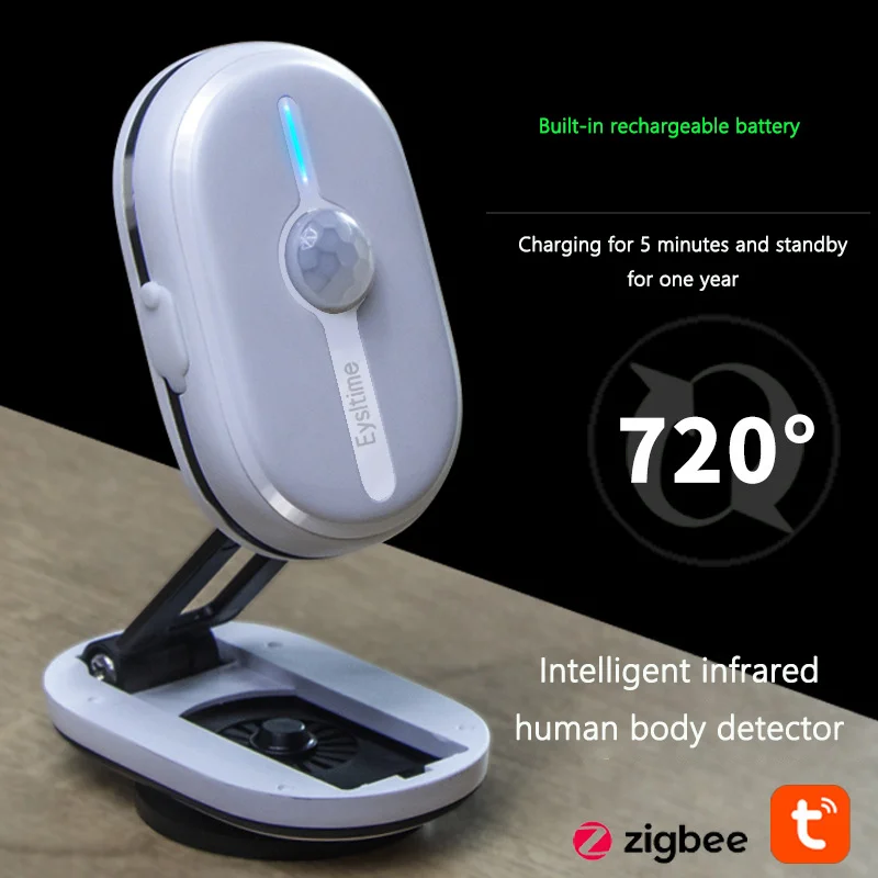 Zigbee Intelligent Infrared Human Body Detector Anti Thief Abnormal Alarm Rechargeable/Rotatable/Foldable Tuya Smart PlR Sensor