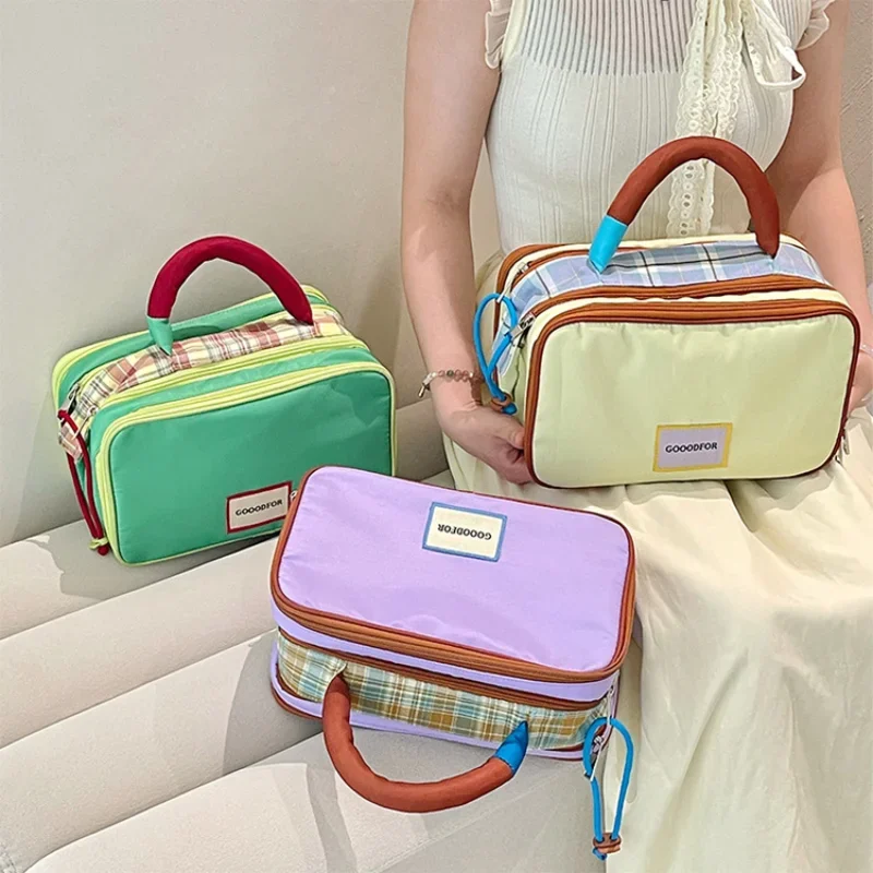 Large Capaci Collision Color Makeup Bag Portable Travel Toiletry Bag Storage Multi-Functional Cosmetic Bag Handbag Organizer
