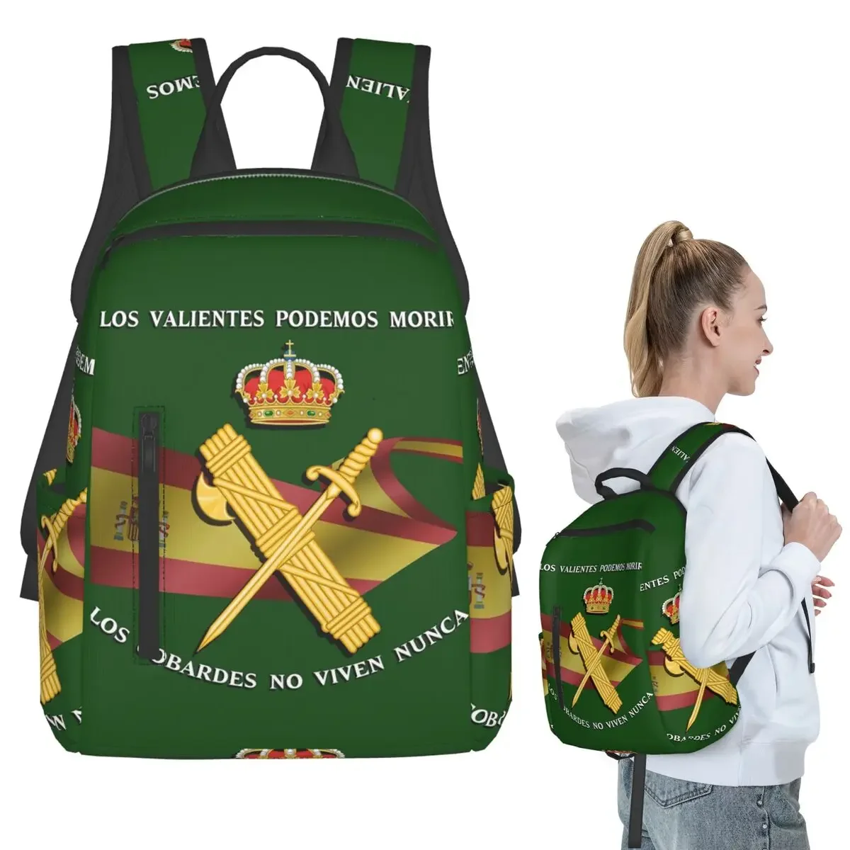 

Spanish Guard Civil Spain Flag Backpack Student Boys Girls BookBag Kids School Bag Laptop Shoulder Bags for Men Women