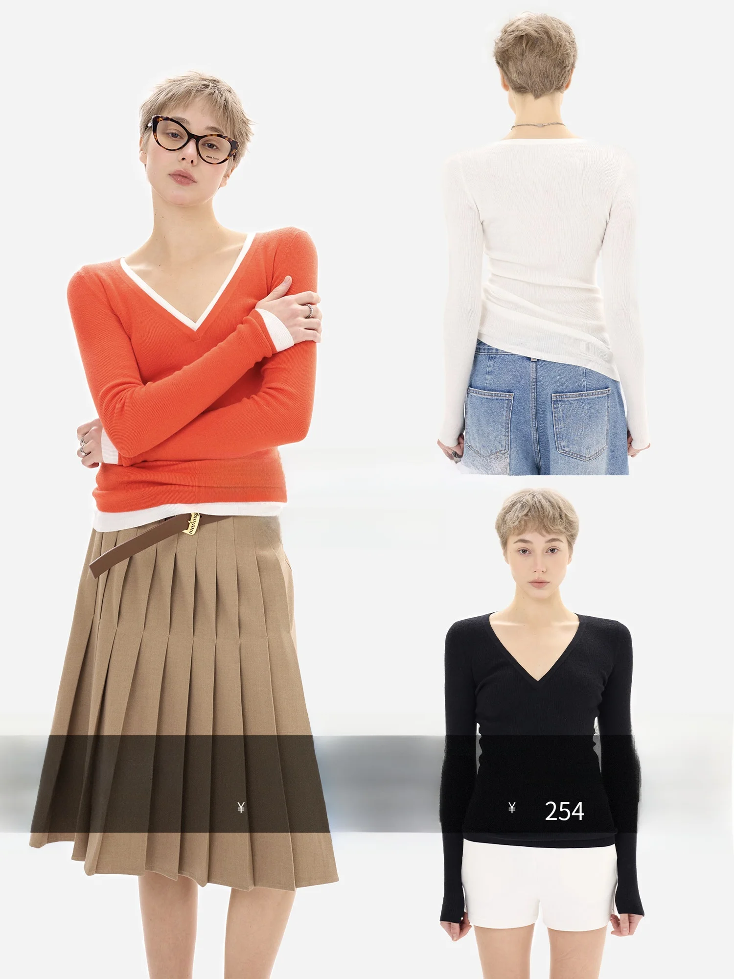 

Honore Gu Yue Slim Fit Knitted Sweater Classic Large V-Neck Pre-Dyed Yarn Base Layer Soft Polyester Blend Long Sleeve V-Neck