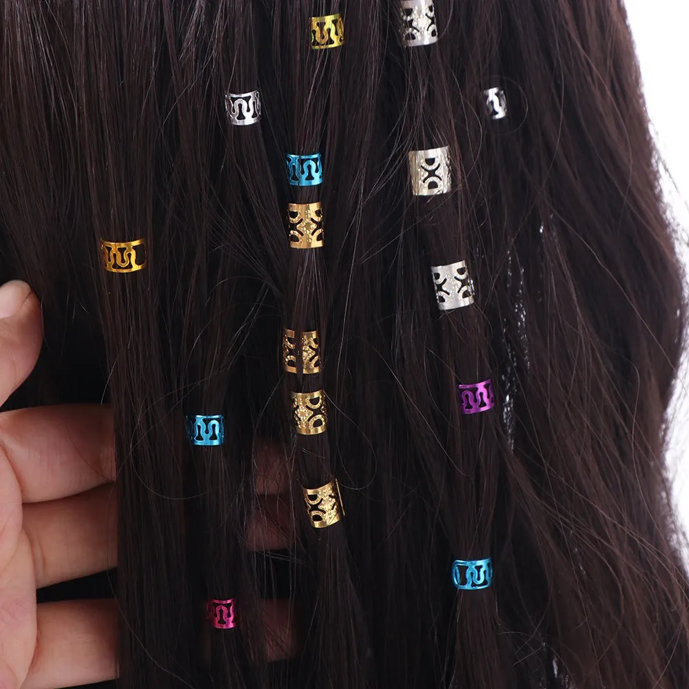 

40pcs Dread Locks Hollow Out Hair Ring Hair Braiding Colored Dreadlocks Beads Headwear Charm Hair Braid Tubes Women