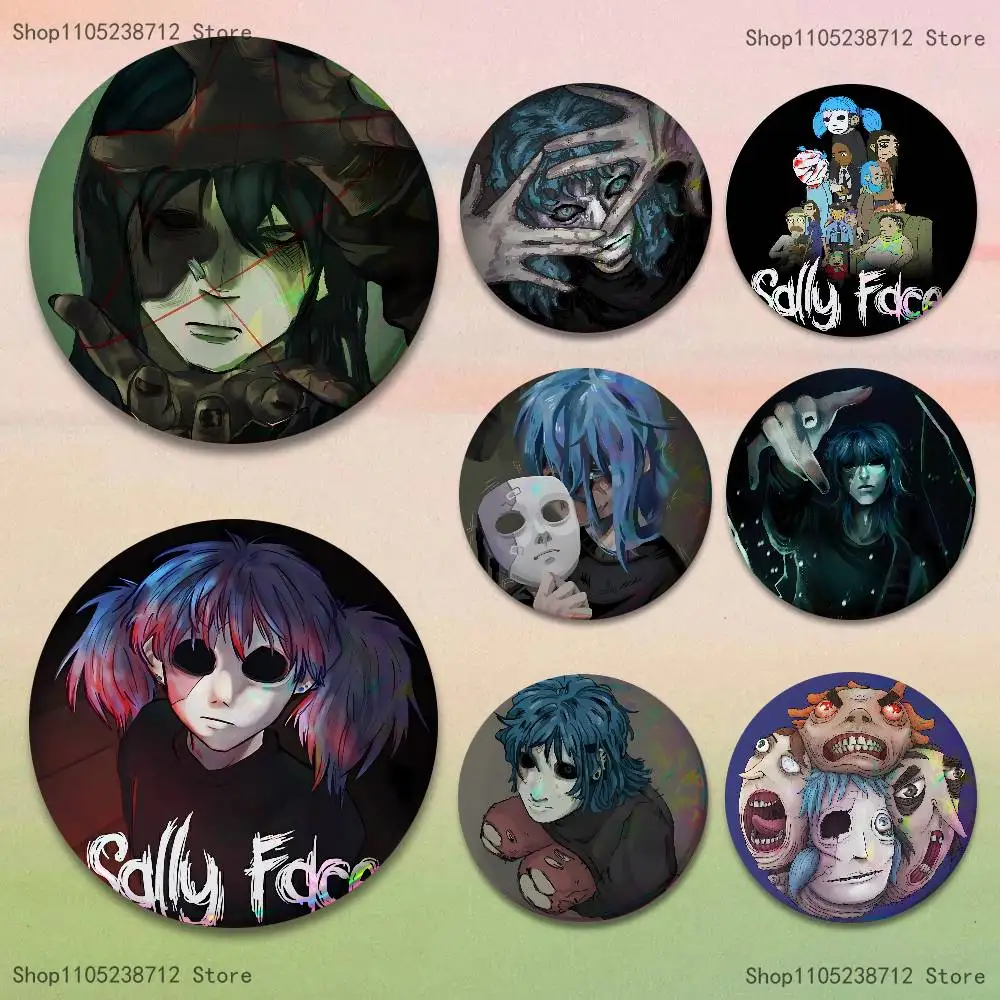 S-Sally F-Face Badge on Backpack Clothes decoration Tinplate Round Brooch Funny Custom Gifts for Friend