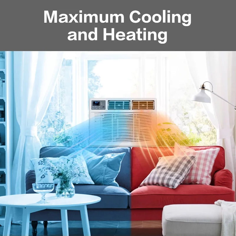 ROVSUN 12000 BTU Air Conditioner Window Unit with Heat, 4-in-1 Window AC Unit Cooler, Heater, Dehumidifier & Fan with Timer