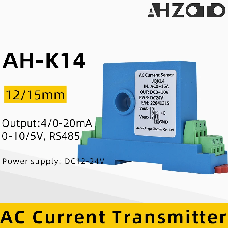 

AC Current Transmitter Module Output 4-20mA 0-20mA 0-5/10V RS485 Perforated Hall Current Sensor Input AC DC 0-200A Transducer