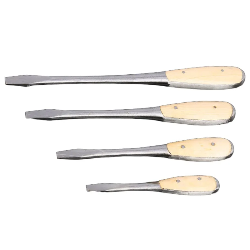 

4pcs Labor-Saving Slotted Shank Wood Handle Alloy Slotted Screwdriver Set With With Metal Wood Mixed Style Handle Knock-Able