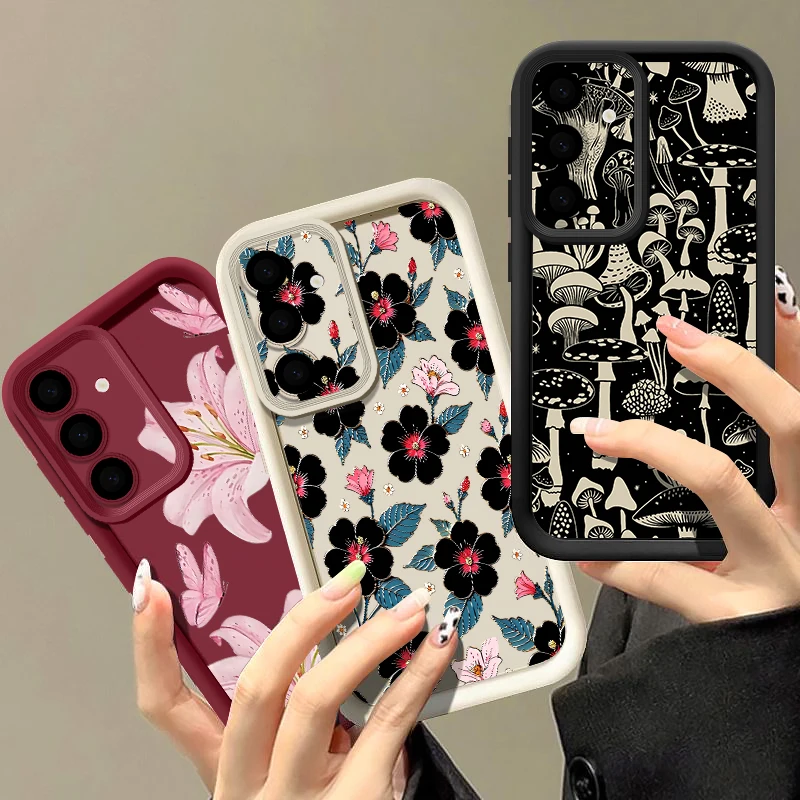Soft Case For Samsung Galaxy S26 S25 S24 S23 Ultra S22 S26 Plus S25 Edge S24 S21 FE Flower Mushroom Pattern Slicone Phone Cover