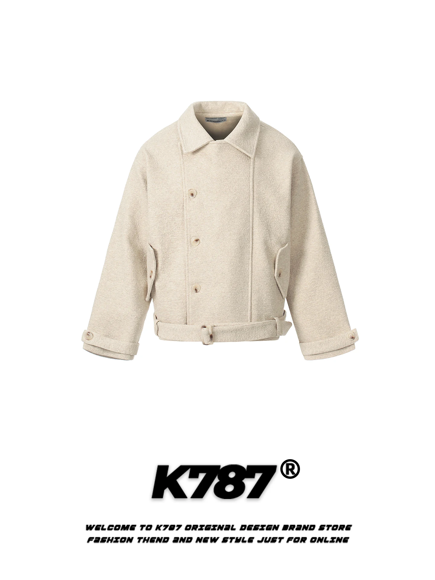 

Мужская куртка K787 в американском повседневном стиле, свободного кроя, с двумя пуговицами, в британском стиле, простая, с отложным воротником, для пар