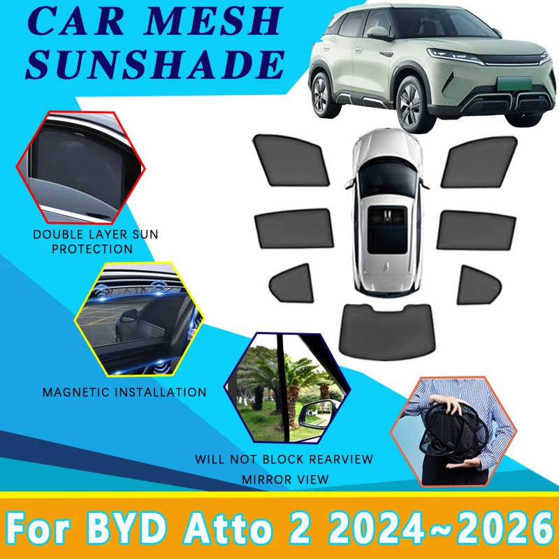 

Для BYD Atto 2 2024 2025 2026 Yuan Up S1 Pro магнитные автомобильные солнцезащитные козырьки, занавеска на лобовое стекло, солнцезащитные козырьки на боковое окно, аксессуары