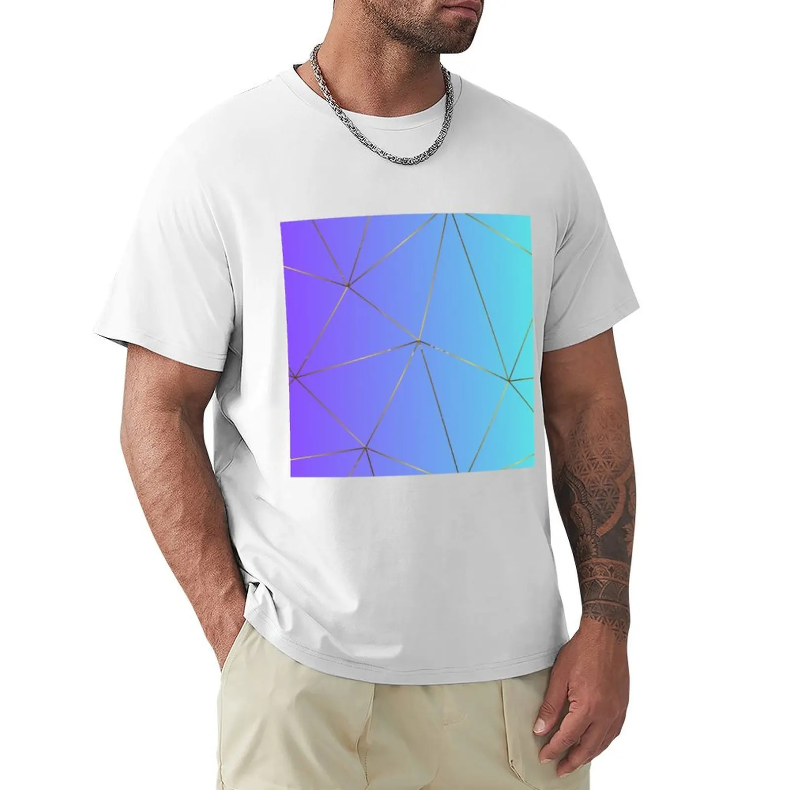 

Blue purple and golden patterns T-shirt customizeds customs design your own graphics tees Men's t-shirt