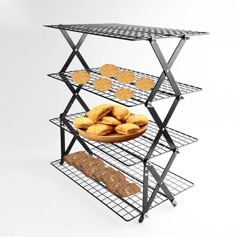

Многоуровневая (3-4 яруса) складная железная кухонная полка-стеллаж для хранения, решетка для охлаждения, органайзер для выпечки и специй, подставка для охлаждения хлеба