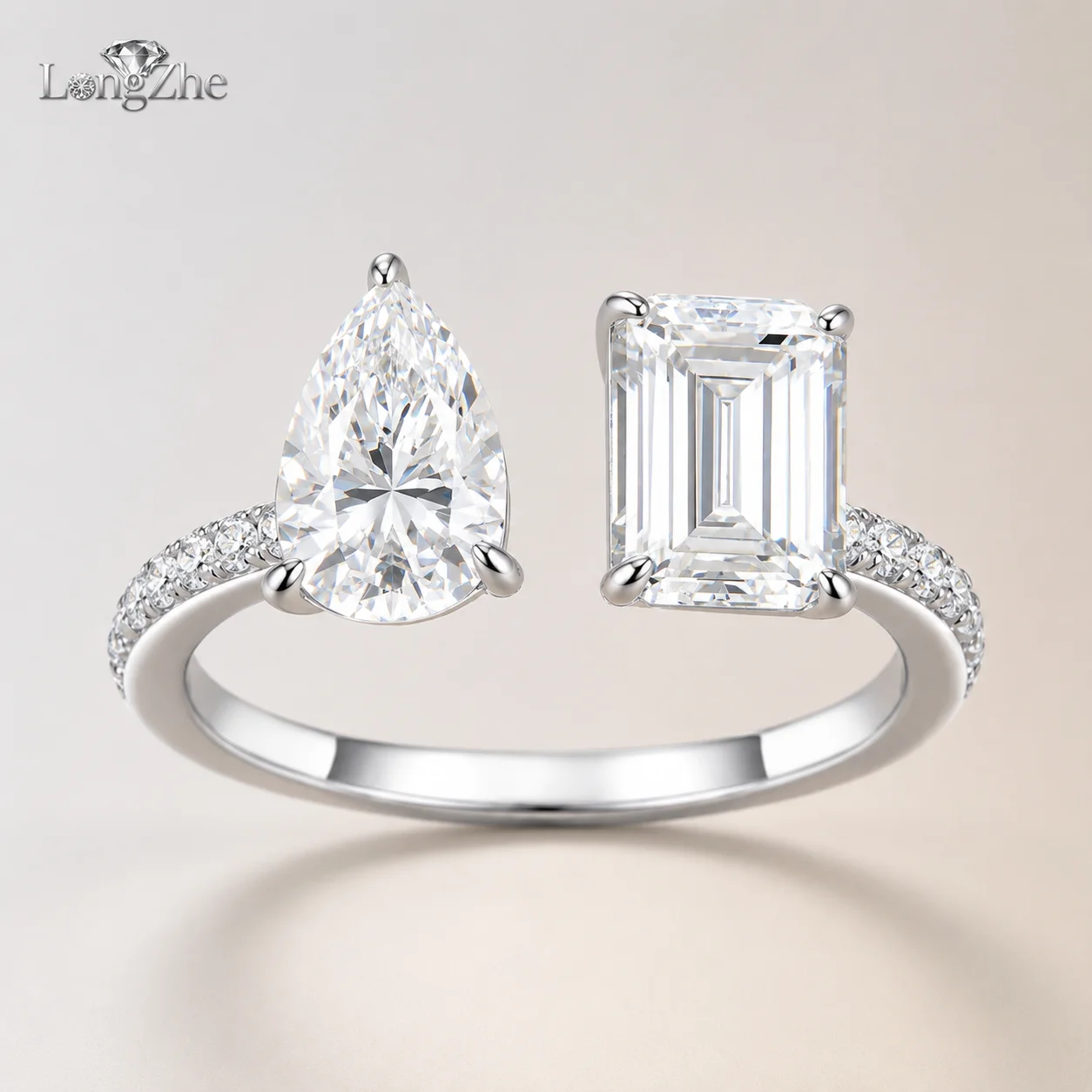 S925 Sterling Silver Moissanite Ring for Women Teardrop Water Drop Design D Color VVS1 GRA Certified Adjustable Fine Jewelry