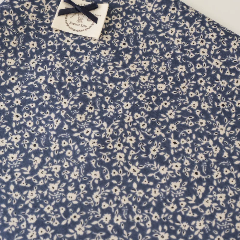 Blue Brushed Cotton Fabric Printed All Cotton Handmade DIY Sewing Fabric for Craft And Sewing Projects 4