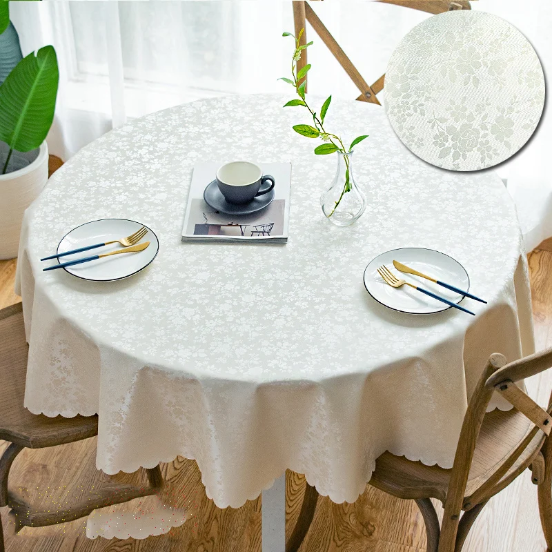 European Style Waterproof Oil Scald Resistant Washable Tablecloths Hotel Restaurant Domestic Circular Table Mat Tablecovers For