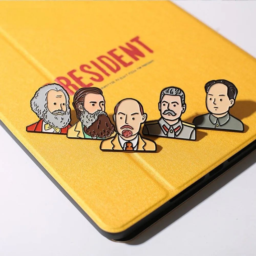 Marx, Engels, Lenin, Stalin Socialism Philosopher Cartoon Badge Brooch Pin Decoration Craft Gift view 2