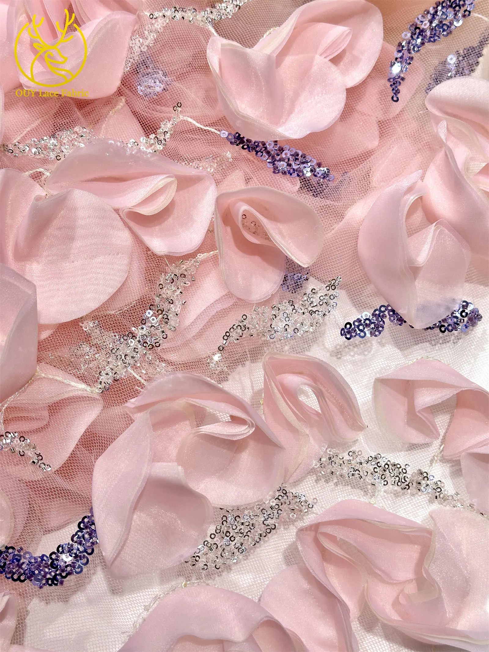 3D Große Blumen Hochzeitskleid Tüll Spitzenstoff 2026 Modische Afrikanische Nigerianische Perlen-Pailletten-Spitze für Hochzeitskleider zum Nähen – Detail 16