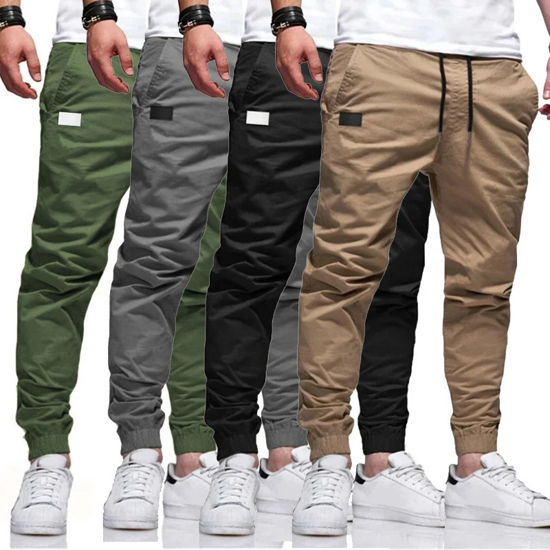 2024 New Cargo Pants Men\'s Loose Straight sports Clothing Solid color sweatpants Versatile Joggers Woven Casual Male Trousers