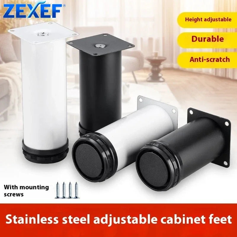 ZEXEF Furnitur Baja Tahan Karat Kaki Tempat Tidur Sofa Dapat Disesuaikan Kaki Meja Tempat Tidur Sofa Kabinet Kaki Kaki Pengganti Logam