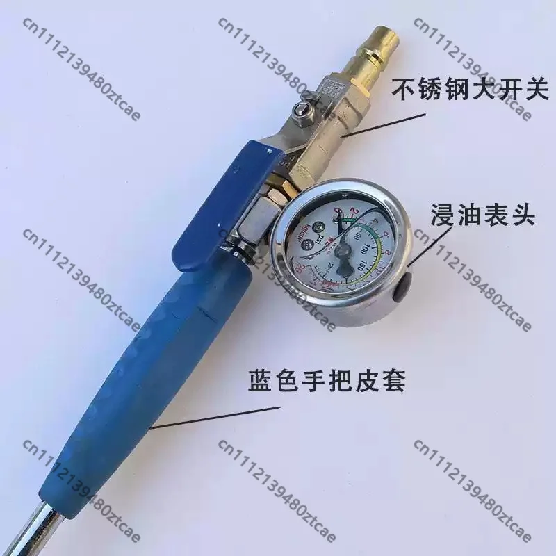 Long Tire Inflator Chuck With Gauge Bent Air Nozzle Dual Tyre Use Hook Type Connector Tire Inflation Hose Replacement Parts