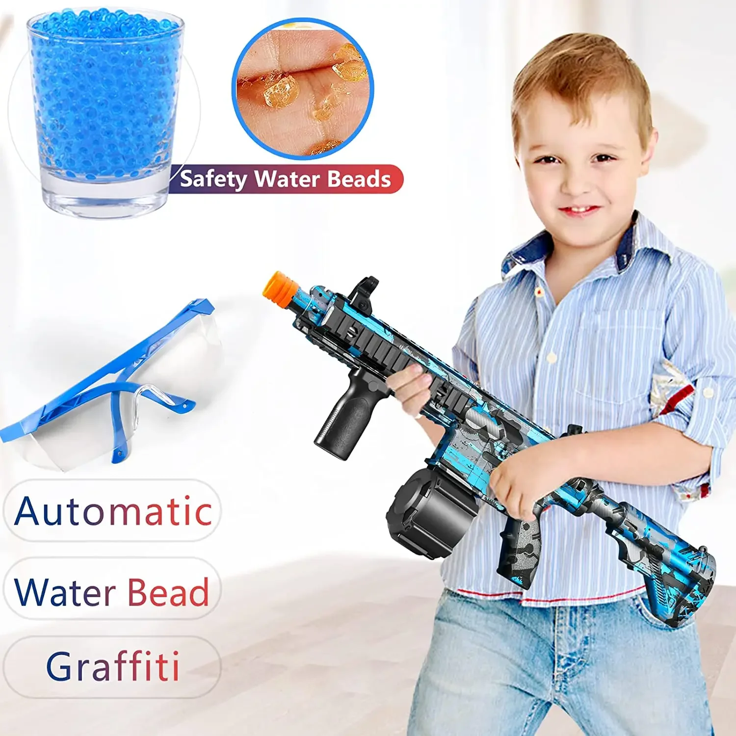 

New Outdoor Toys M416 MP5 Electric Splatter Shooting Gun Automatic Gel Ball With 10000 Eco-Friendly Water Beads Goggles