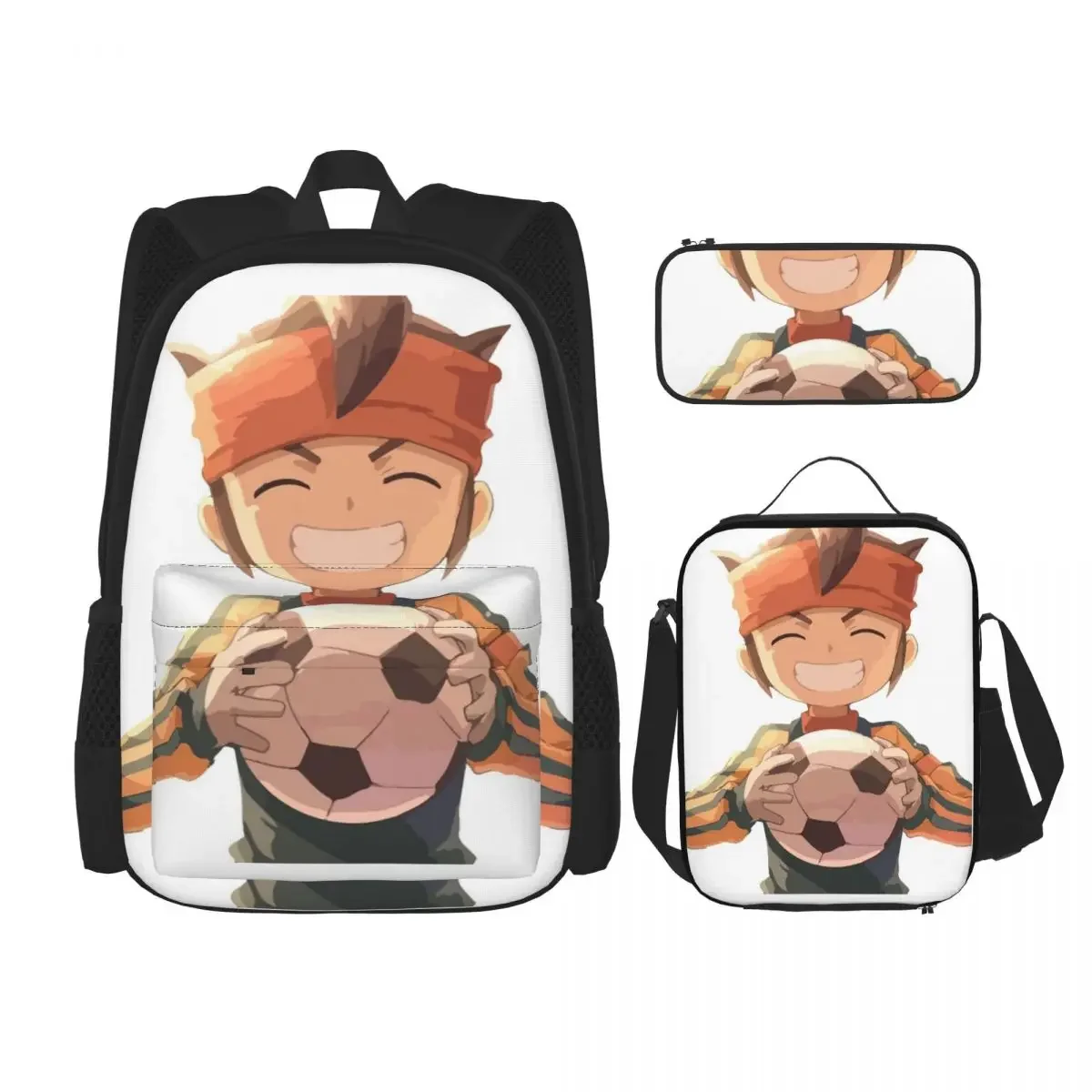 Inazuma Eleven, Football Anime Backpacks Boys Girls Bookbag Students School Bags Kids Rucksack Lunch Bag Pen Bag Three-Piece Set