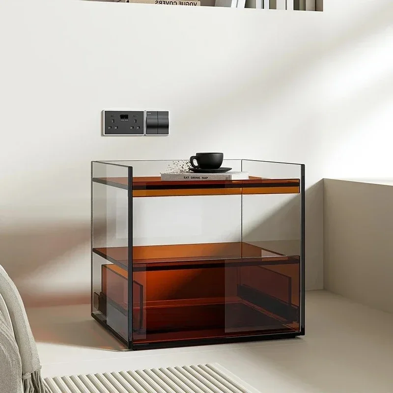 

Акриловая встроенная прикроватная тумбочка, простая современная легкая роскошная прикроватная тумбочка для итальянской спальни