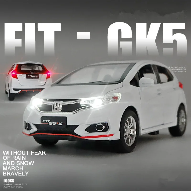 Модель автомобиля из сплава HONDA Fit GK5 1/28, литые металлические игрушки, модель спортивного автомобиля, имитация звука и фотоколлекции, детские подарки