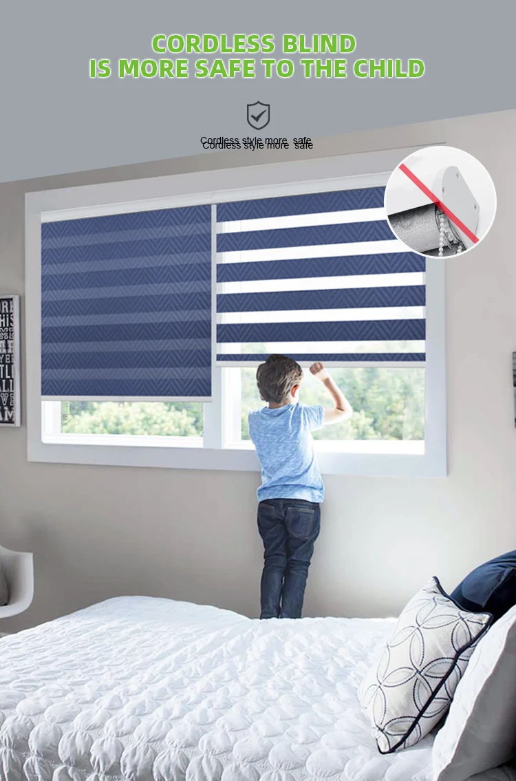 ZSTARR-Sombra opaca para ventana de casa, doble privacidad, Motor eléctrico impermeable, control remoto, WiFi, persianas enrollables de cebra para baños