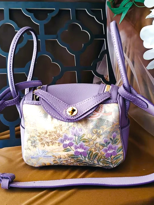 

Набор материалов для сумки ручной работы из натуральной кожи (первый слой) с узором личи, включая шелковое плетение Song Jin West Town