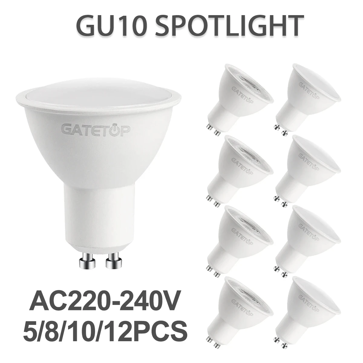 5/8/10/12pcs Dimmable GU10 Led 220V Spotlight Warm Light 3000K 4000K 6000K Dimming Bulb Replace 50W Halogen Lamp Home Direction