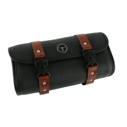 Universal Motorcycle Fork Bag Tool Bag Barrel Shape Handlebar Bag PU Leather Moyorcycle Saddlebags Storage Luggage Bag Black