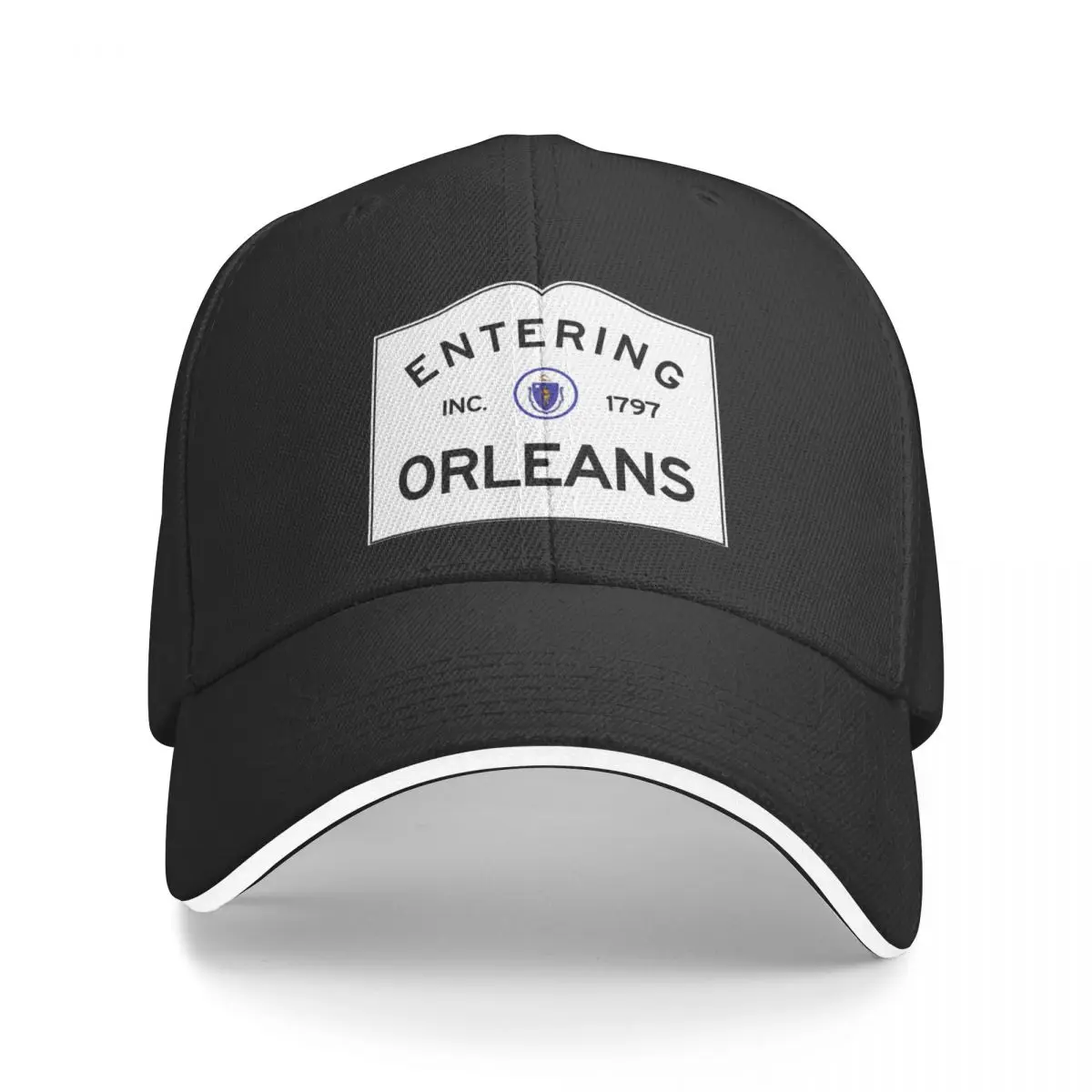 Entering Orleans Massachusetts - Commonwealth of Massachusetts Road Sign - Cape Cod Baseball Cap Luxury Cap Women Caps Men's