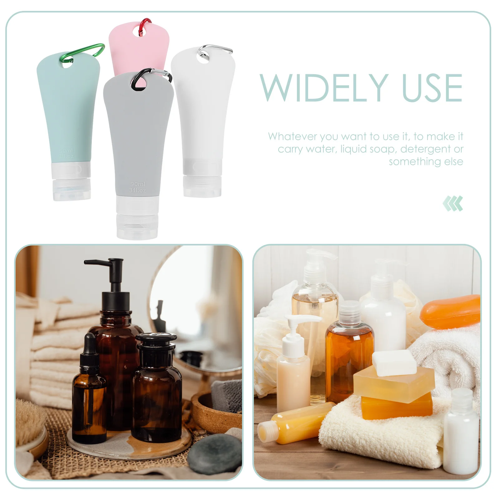 4 مجموعة المحمولة سيليكون زجاجات السفر 4 مجموعات مانعة للتسرب أدوات الزينة الحاويات للشامبو غسول الصابون زجاحة ضغط سائل فارغ