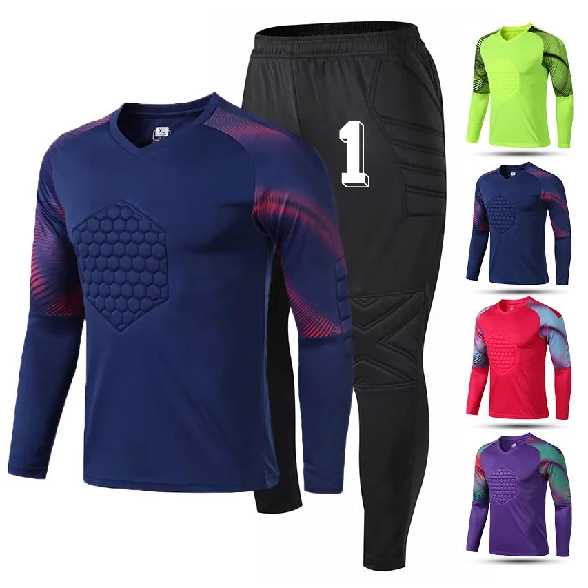 Custom Football jerseys Goalkeeper Shirts Long sleeve Pant soccer wear goalkeeper Training Uniform Suit Protection Kit Clothes