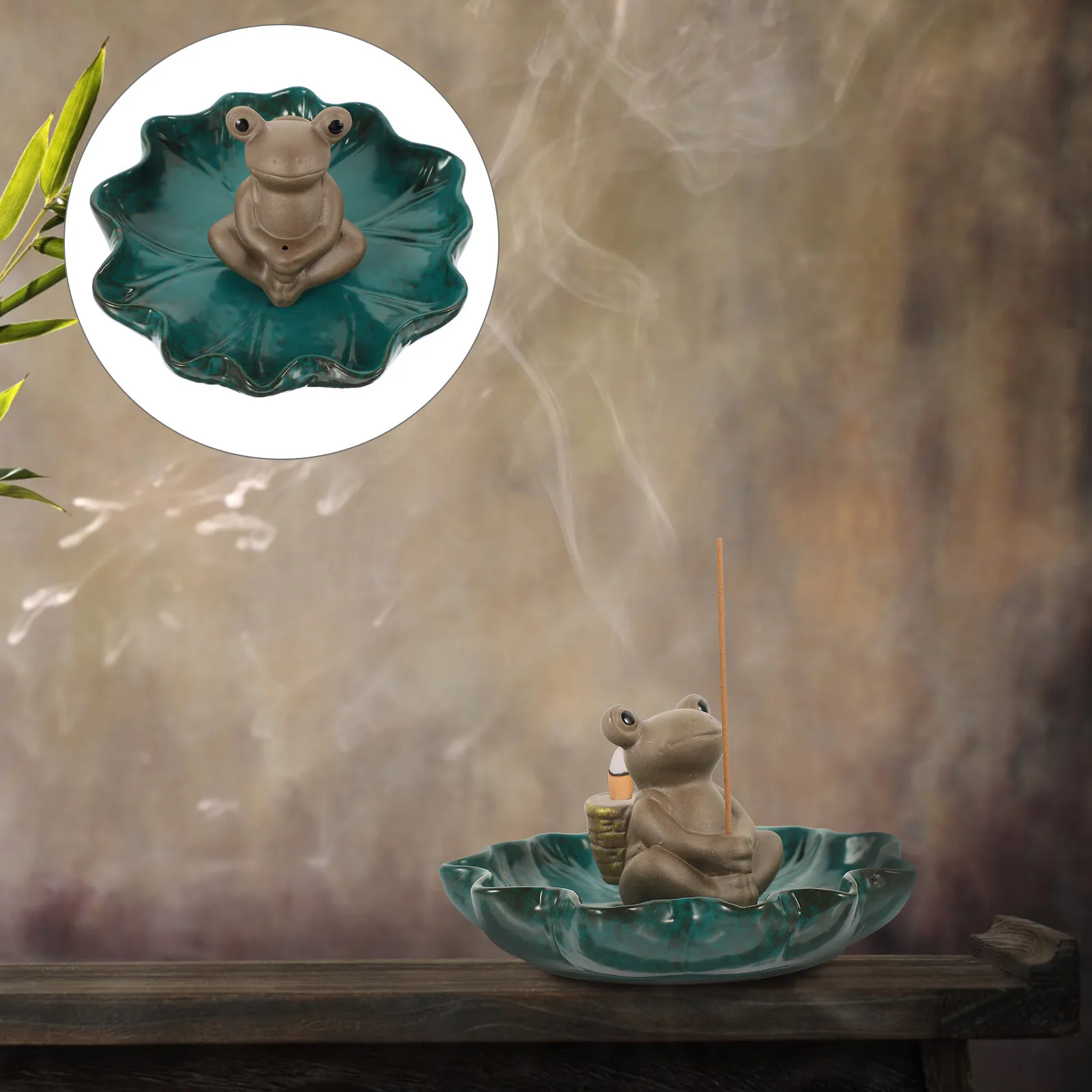 

Ceramic Frog Aroma Burner Backflow Incense Holder Desk Censer Relaxation Decoration for Yoga Bedroom Study Incense Burner Adorn